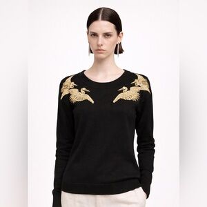 Altuzurra for Target golden heron black sweater. Gold thread and detailed. XS
